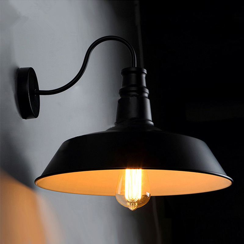 Creative Loft Industrial Retro Wall Lamp Iron Pot Lid Wall Lamp With Iron Shade for Aisle Corridor Foyer