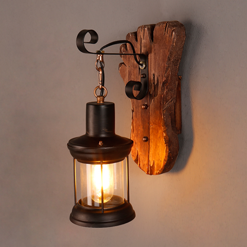 Mid-Century Vintage Wooden Wall Lamp for Bar Restaurant Home Indoor Decor