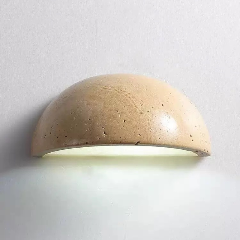 Creative Semicircle Yellow Stone Wall Lamp Japanese Wabi Sabi Background Sconce LED Marble Decor for Living Room Recessed