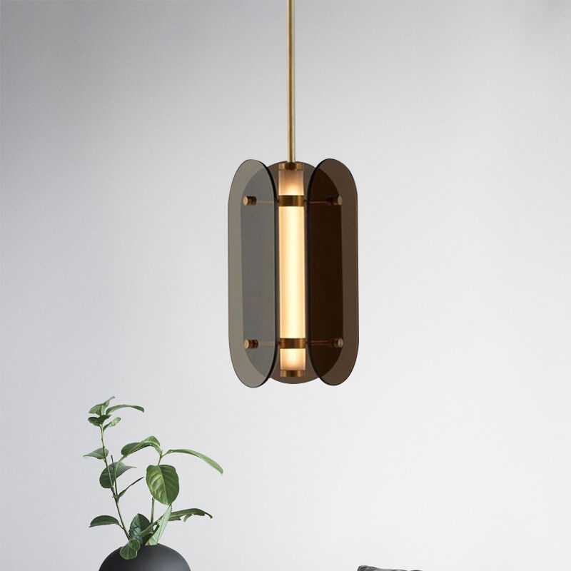 Modern Glass Smoke Grey Acrylic Luxury Pendant Light for Dining Room Bedroom