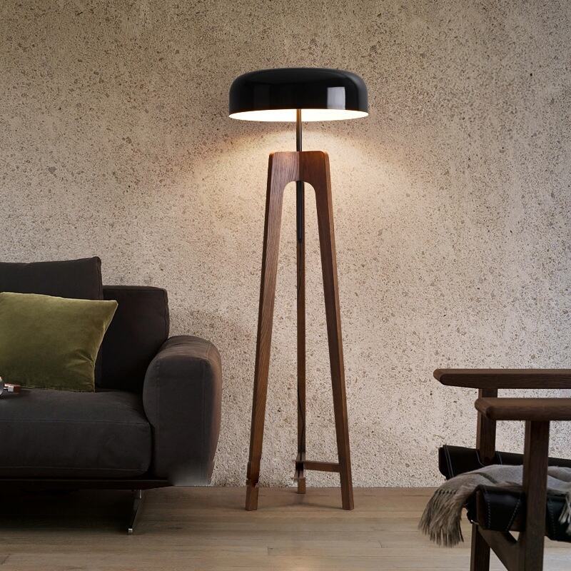 Modern Wood Aluminum Floor Lamp Foot Switch Warm White for Home Decor