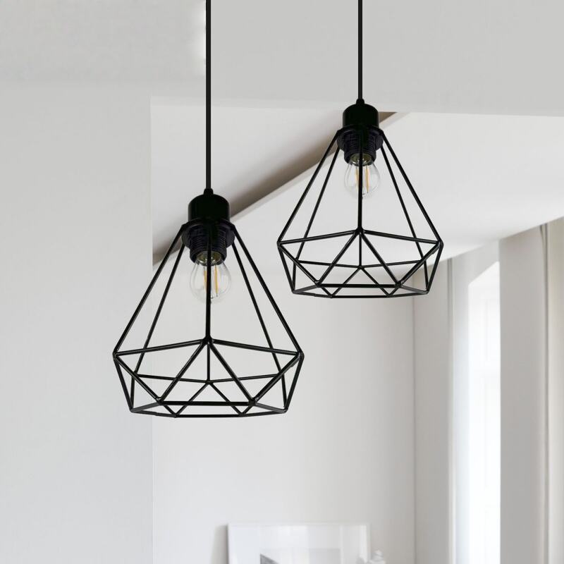 Geometric na Diamond na Bakal na Wire Cage na Lamp Shade para sa Modern na Industrial na Lighting