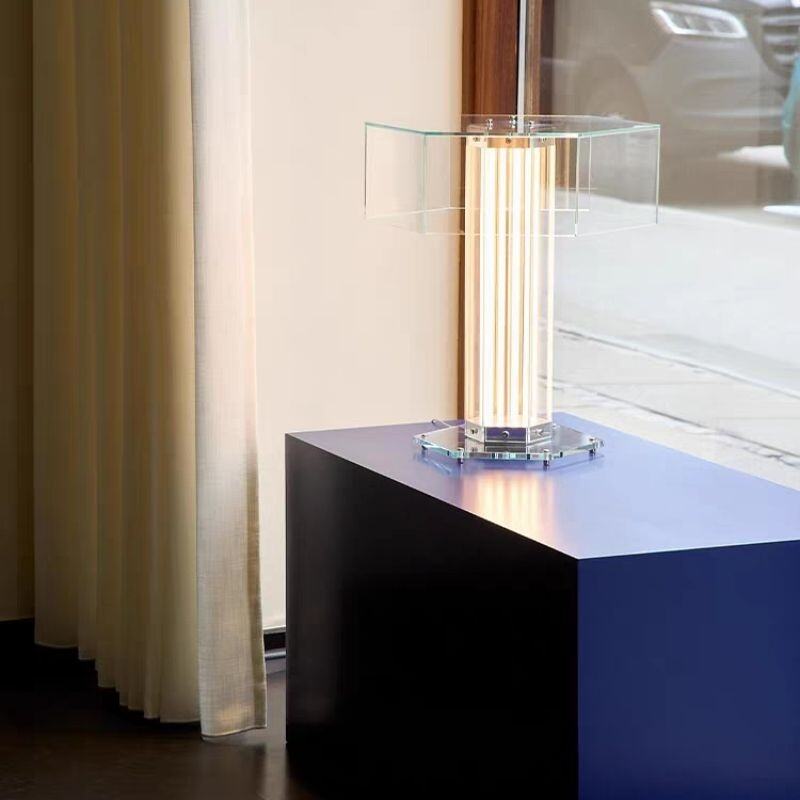 Italian Designer Stainless Steel Glass Bedroom Bedside Table Lamp Personalized Minimalist Upscale Villa Desk Lamp