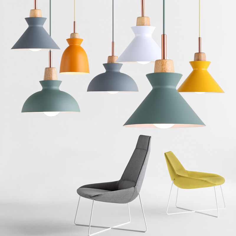 Nordic Restaurant Single Headed Macaron Colored Multi Style Iron Pendant Light