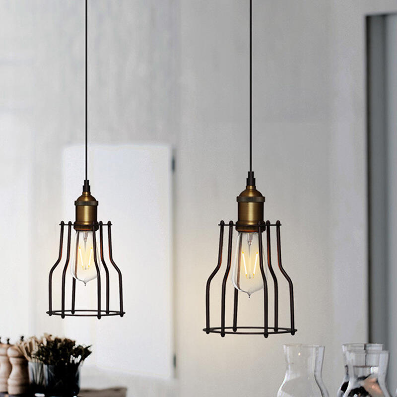 Loft Country Style Antique Chandelier Lamp Vintage Iron Cage Pendant Light