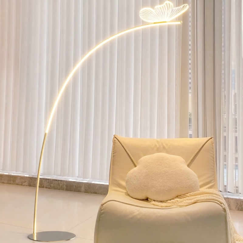 لامپ کفی LED قوس‌دار پروانه‌ای با قابلیت تنظیم روشنایی برای تزئین نشیمن‌رو، اتاق خواب و کنار تخت