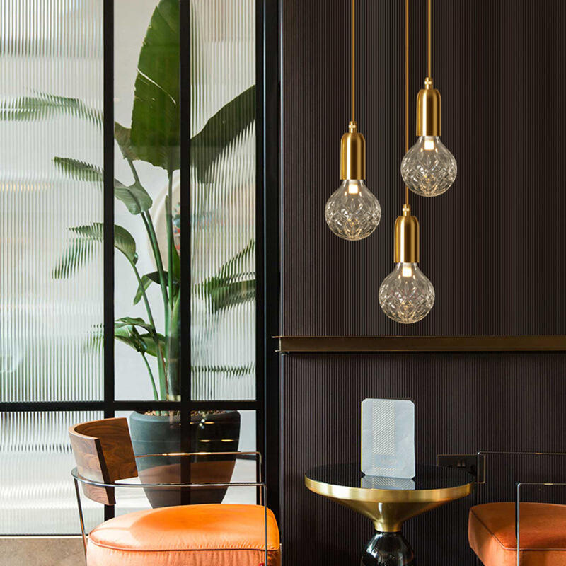 Simple Porcelain Pattern Transparent Glass Small Size Pendant Light for Bar