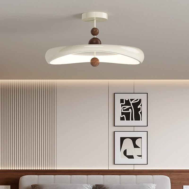 Walnut Wood Acrylic LED Flush Mount Ceiling Light Tri-Color Dimming