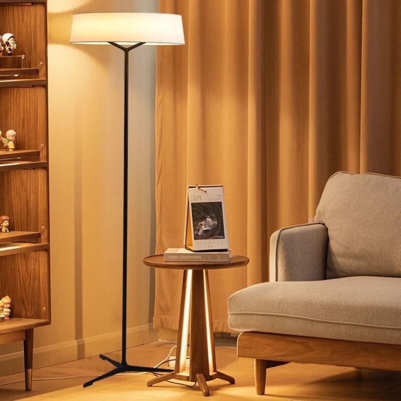 Minimalist Black Iron LED Floor Lamp Foot Switch Warm White for Home Decor