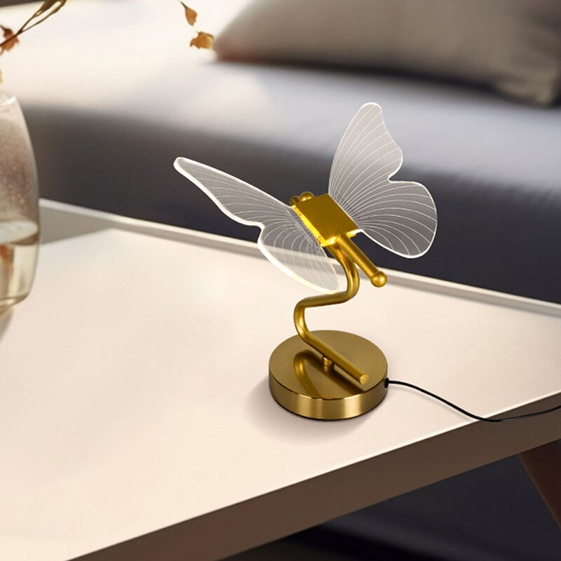 Декоративна настільна LED-лампа у формі метелика з акрилу з золотим відтінком для вітальні та спальні