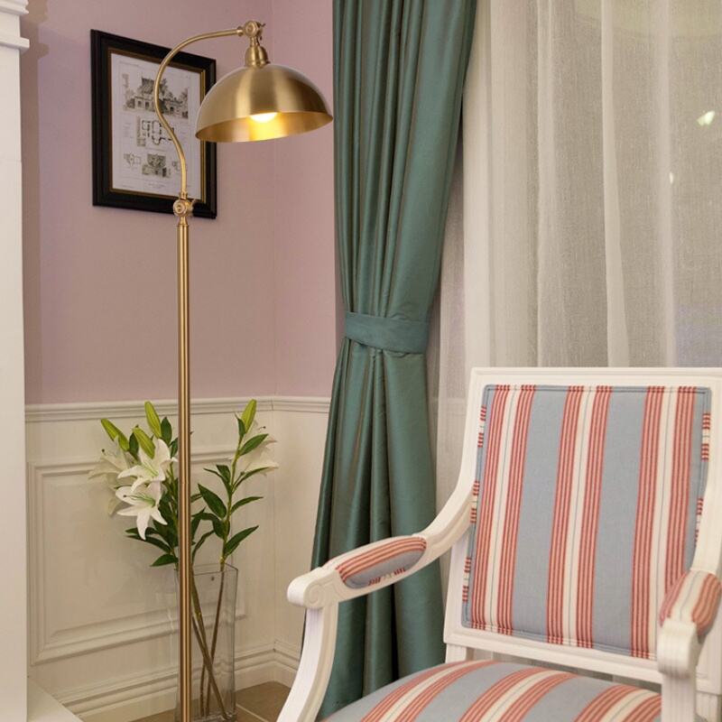 Modern Copper Floor Lamp Gold Finish Foot Switch Warm White Light for Home Decor