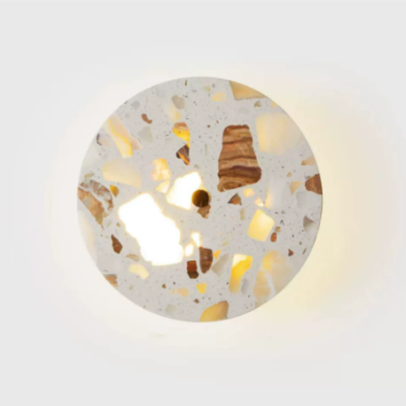 Vintage Wabi-Sabi Luxury Minimalist Translucent Terrazzo Wall Lamp for Hotel Restaurant Living Room Bedroom Staircase Hallway Lobby