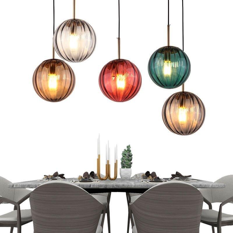 Modern Light Luxury Colored Glass Ball Indoor Decorative Pendant for Living Room