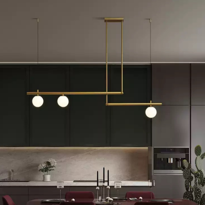 Wholesale Post-Modern Minimalist LED Chandelier Atmosphere Dining Room Lamp for Interior Lighting Geometric Line Pendant Light