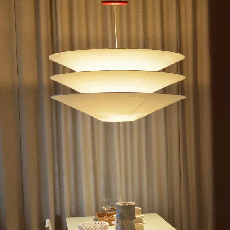 Minimalist Cream DuPont Paper Hanging Lamp Hotel Lobby Living Room High-end Restaurant LED Pendant Light