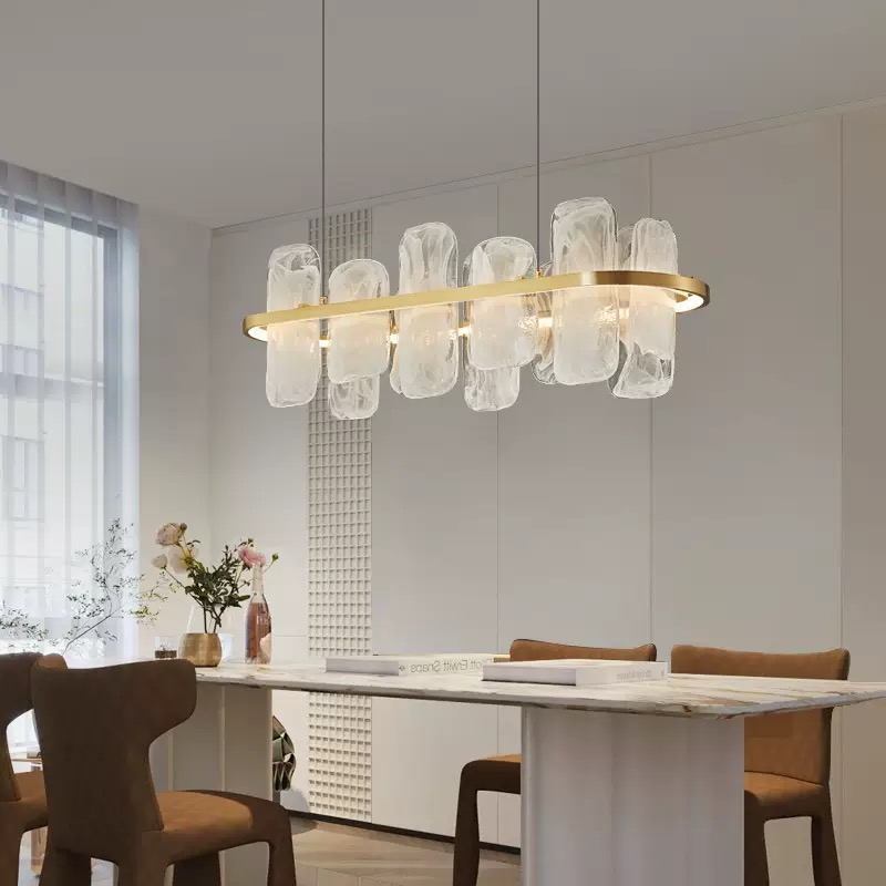 High-End Solid Brass & Cloud Glass Luxury Dining Chandelier For Hotel Restaurant Home Decor
