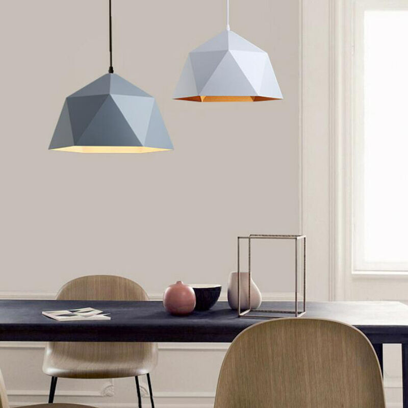 Industrial Colored Metal Geometric Lampshade Restaurant American Pendant Light