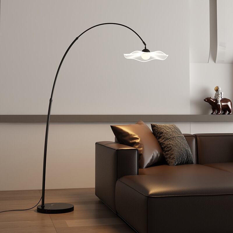 Fully Adjustable Iron Marble Base Leaf Shade LED Floor Lamp for Living Room Sofa Deco