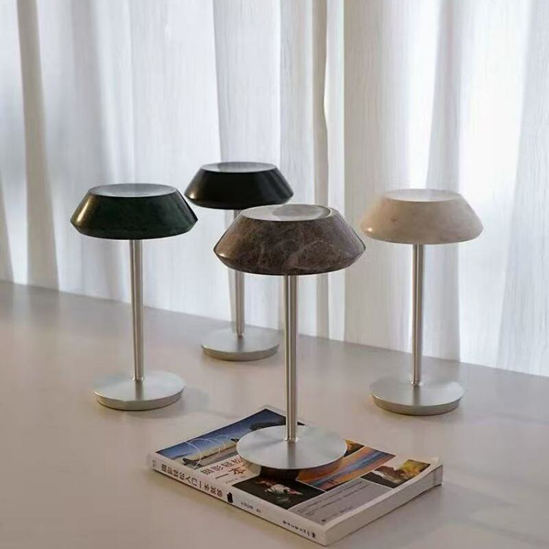 Modern LED Marble Table Lamp Dimmable Rechargeable Cordless Bedside Light for Dining Table Ambient Lighting 