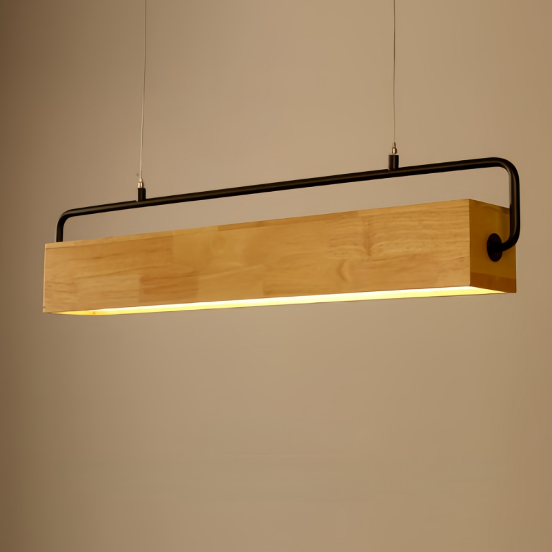 Modern Minimalist Strip Pendent Lamp High-quality Solid Wood Material Restaurant Chandelier High Quality Linear Hanging Lamp