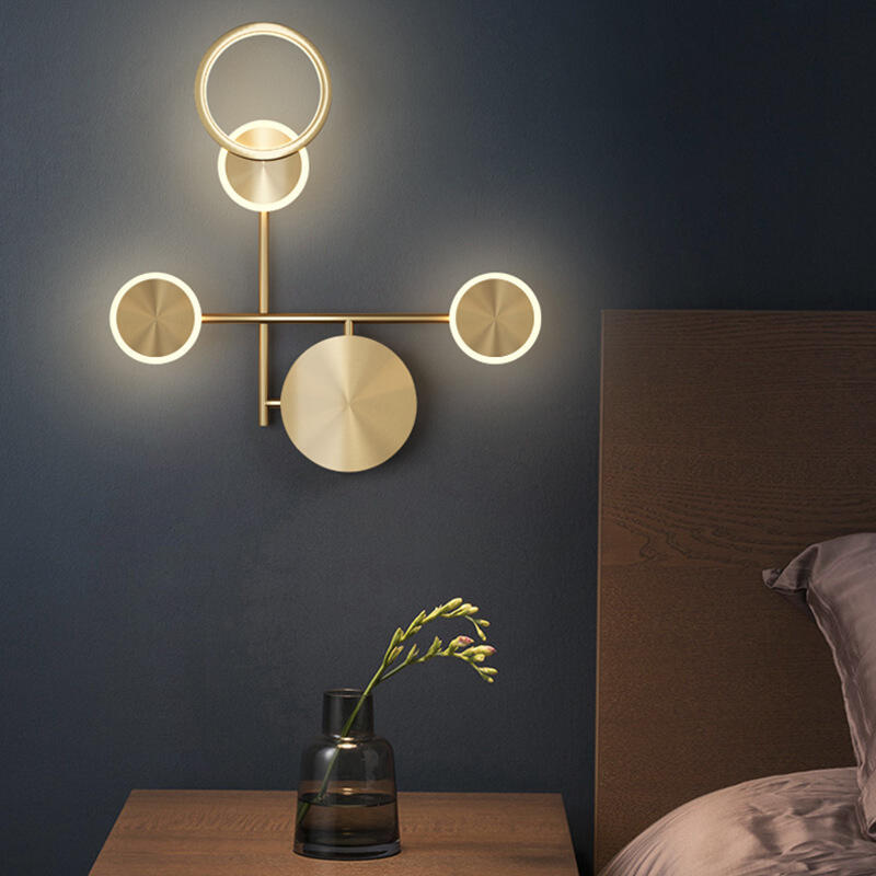 Moderne Kupfer-Wandlampe zum Aufhängen, innenraumgestalterisches Kunst-Dekor für Schlafzimmer und Wohnzimmer, goldfarbene Wandlampe