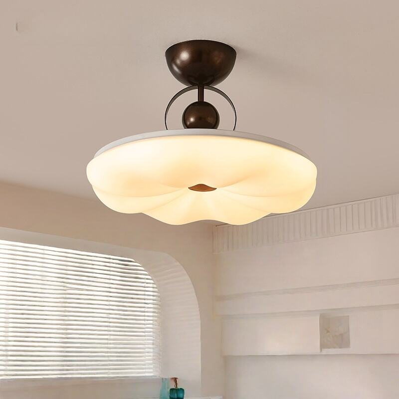 Black White PVC Flower Shape LED Flush Mount Ceiling Light Tri-Color Dimming