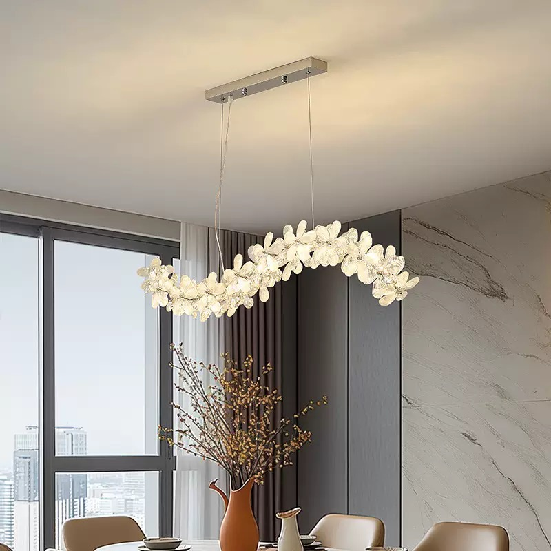 French Petal Crystal Chandelier for Bedroom Living Room Villa Hotel Indoor Home Design Decorative Crystal Pendent Light