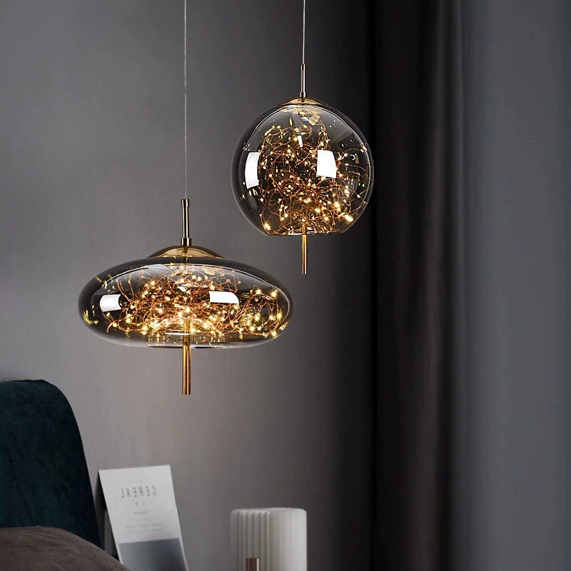 Nordic creative starry sky glass chandelier for bedroom bedside dining room