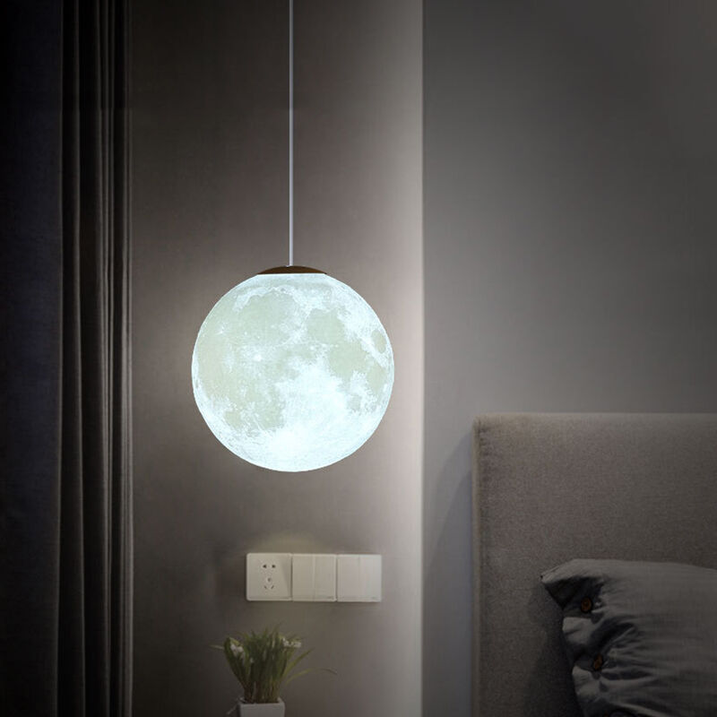 Modern Creative White Moon Shaped LED Round Dining Decoration Pendant Light