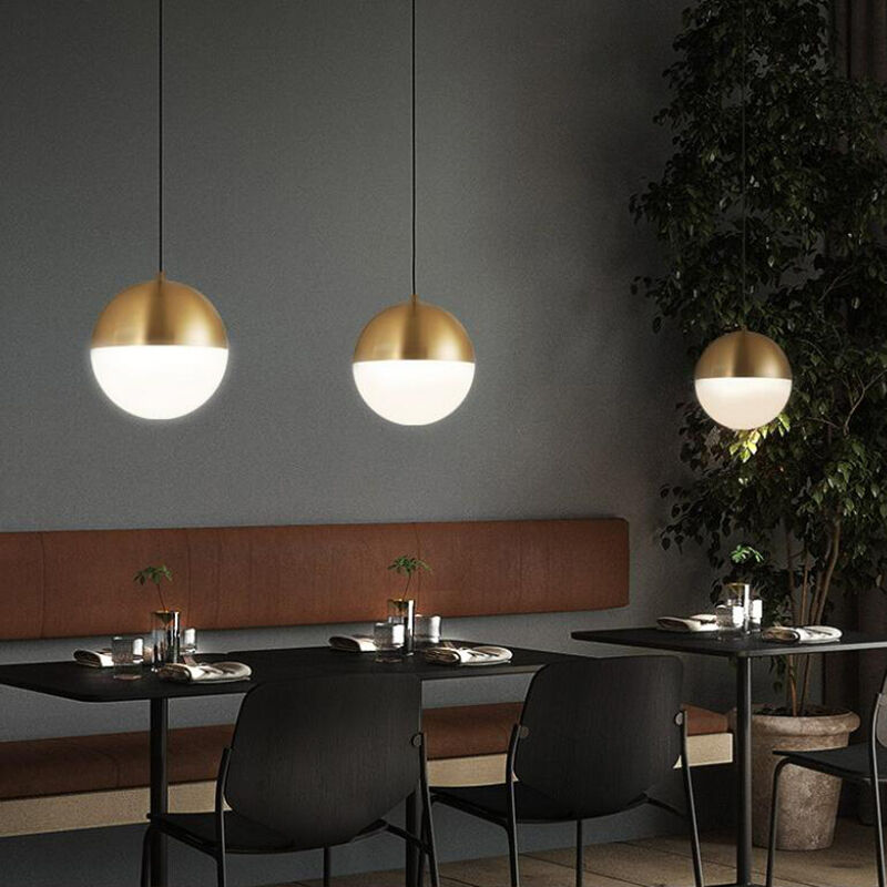 Modern Luxury Single Head Gold Milky White Round Ball Bedroom bar Pendant Light