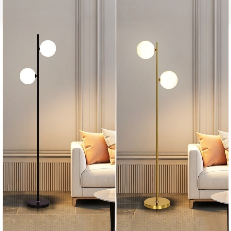 모던 더블 글로브 금속 유리 조광식 LED 플로어 램프, 거실 및 침실 인테리어용