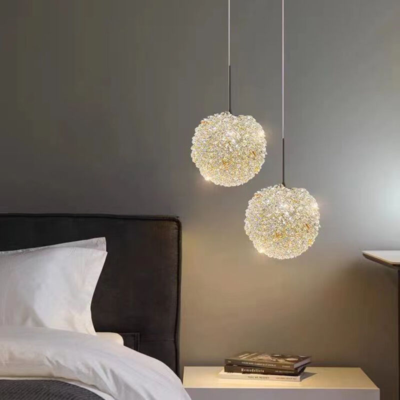 Modern Round Crystal Glass LED Bedroom Dining Room Decoration Pendant Light