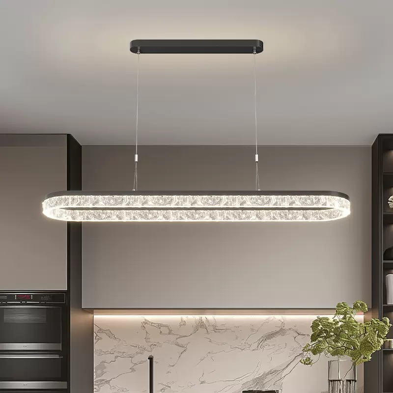 Italian Minimalist Luxury Crackle Glass Linear Pendant Light for Living Room Dining Room