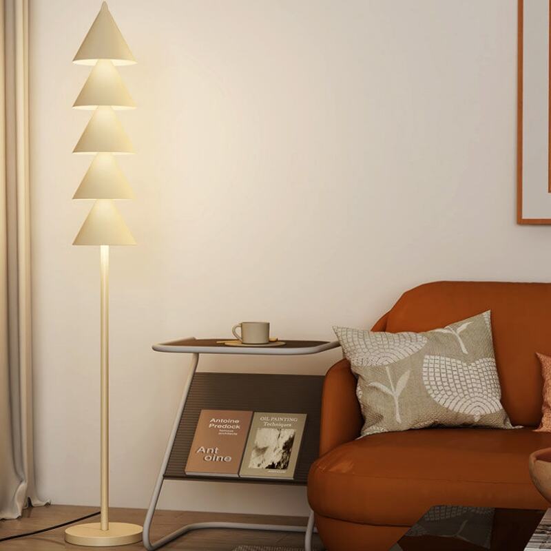 Karácsonyfa alakú fém-akril LED padlámpa, 3 színű fényerő-szabályozással otthoni díszítéshez