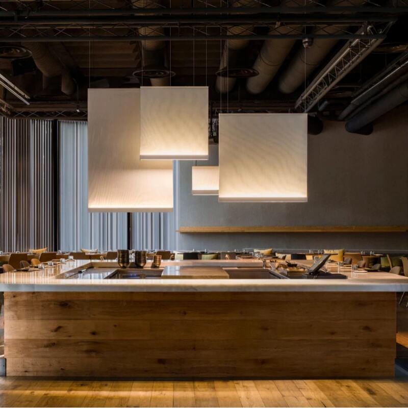 Japanese Wabi-sabi Fabric Chandelier Metal Body Weaving Process Pendant Light for Hotel Lobby Tea Room Restaurant