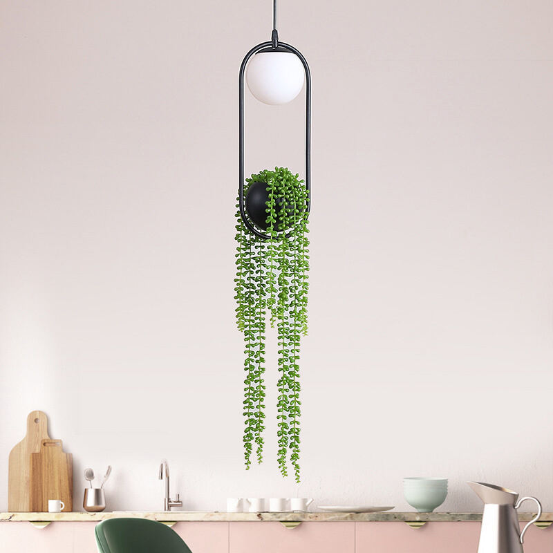 Nordic Simulation Green Plant Hanging Potted Indoor Decoration Pendant Light