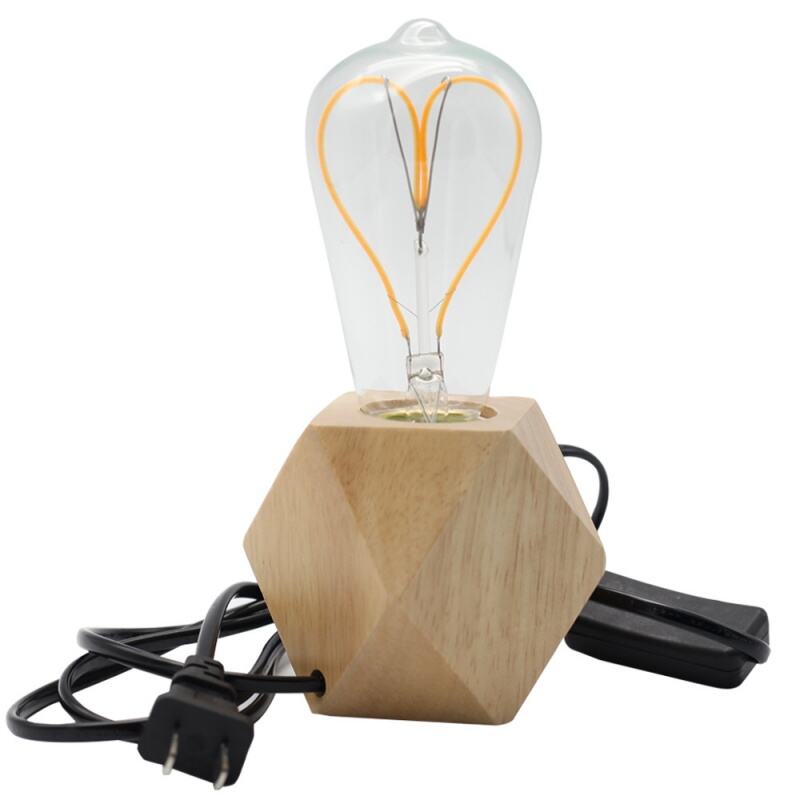 E27 Diamond-shaped solid wood table lamp base 