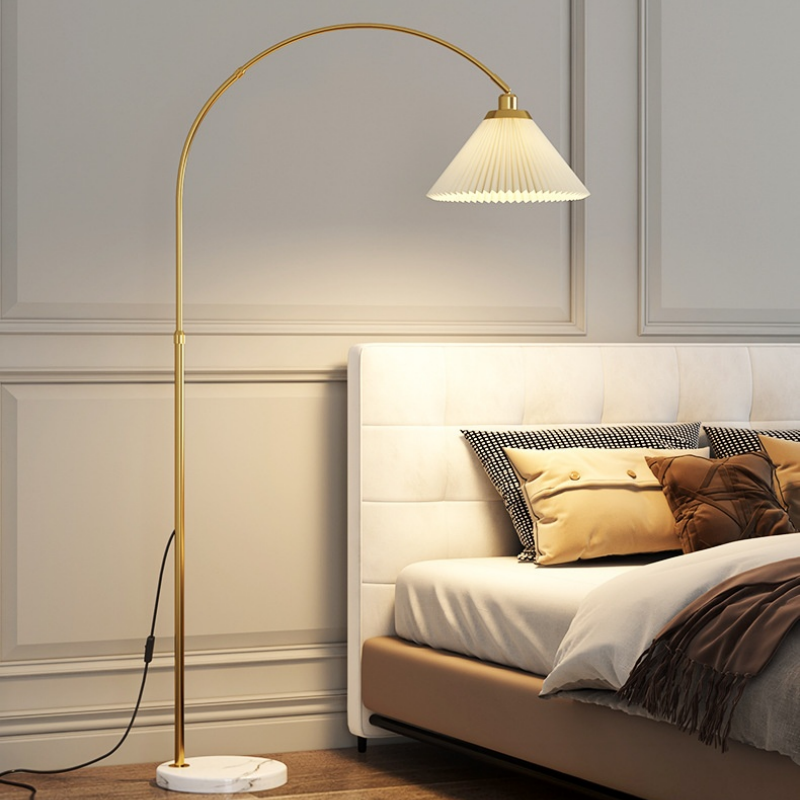 Adjustable Height Arc Iron Marble LED Floor Lamp for Living Room Bedroom Decor
