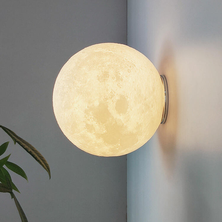 Креативно декоративно внатрешно ѕидно осветлување со астронаути за позадински ѕид со мотив на Месецот