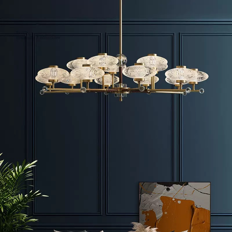 Nordic Luxury Solid Brass Crystal Chandelier for Hotel Restaurant Home