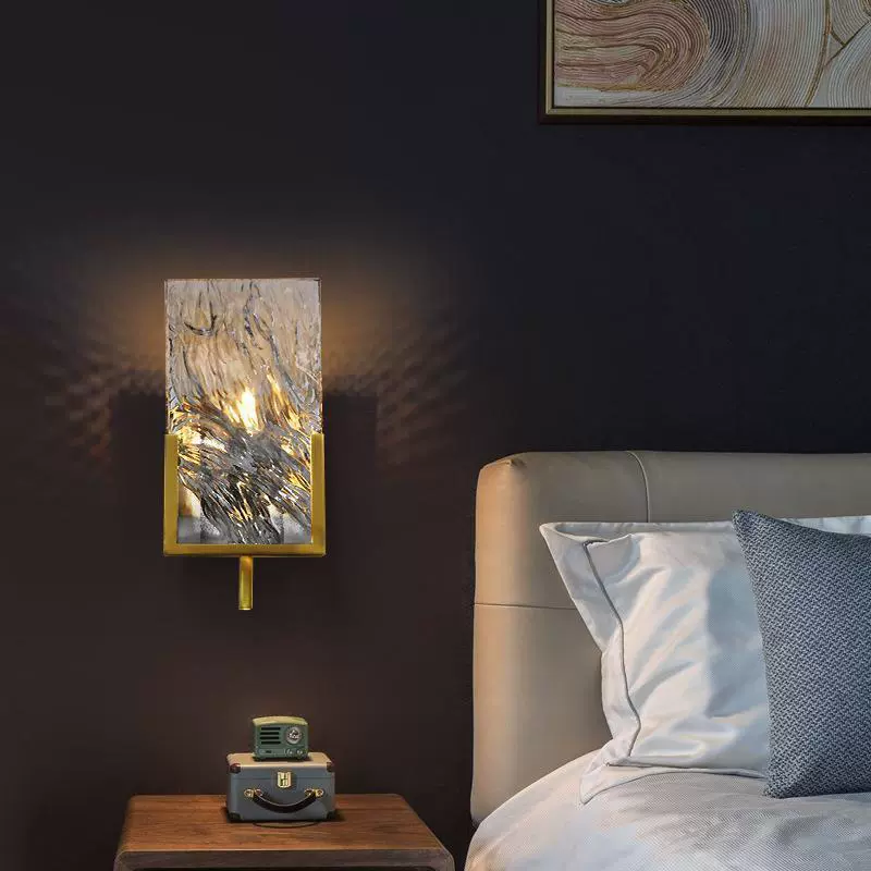 French-style Luxury Crystal LED Wall Sconce for Bedside Hallway Background Wall