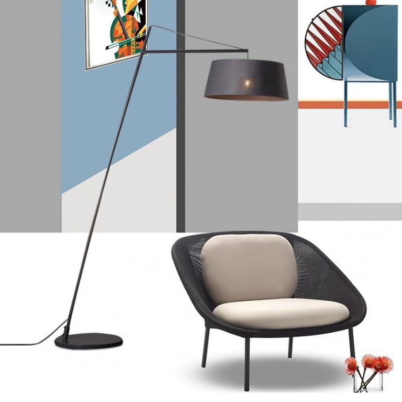 Modern Iron Fabric Floor Lamp Foot Switch Warm White Light for Home Decor