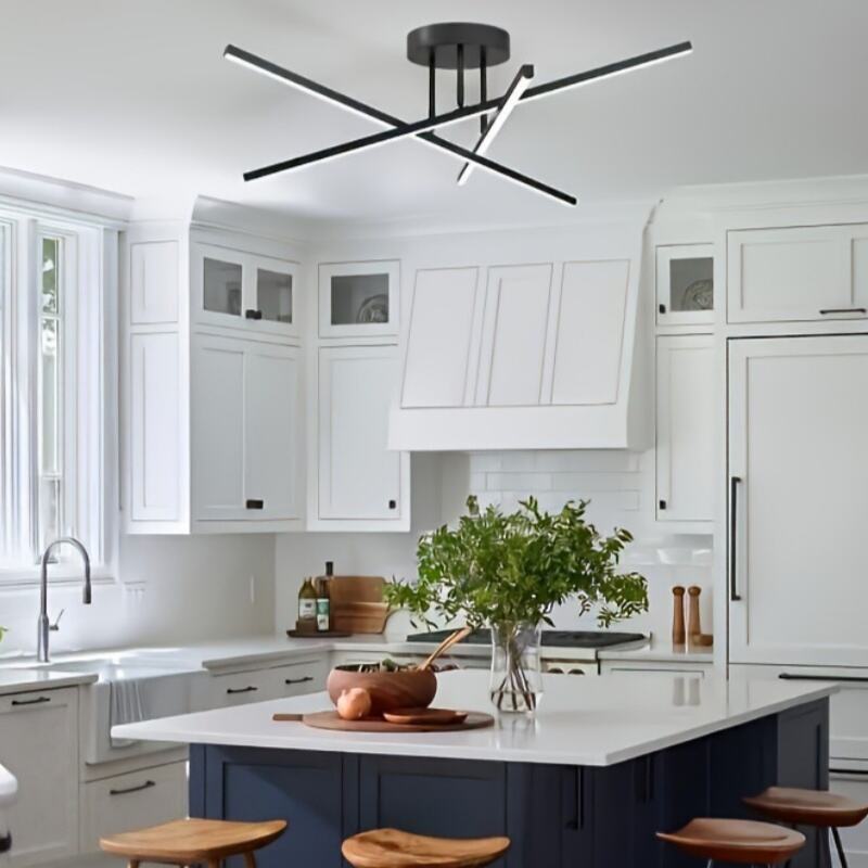 Modern Led Ceiling Lights Living Room Bedroom Black/Gold Restaurant Kitchen Led Ceiling Lamps Acrylic Tube Indoor Lighting