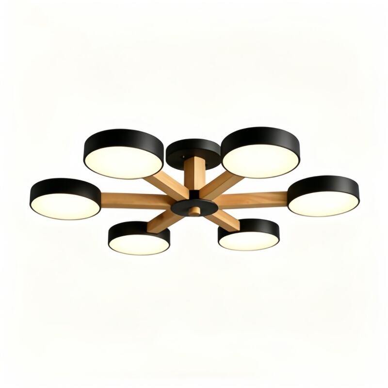 Minimalist Iron Macaron Bedroom Dining Room Chandelier Original Wood Multi-head Living Room Dining Room LED Pendant Lights