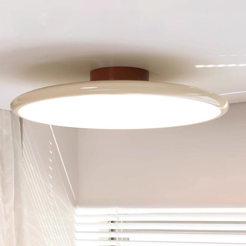 Walnut Acrylic Round LED Flush Mount Ceiling Light Tri-Color Dimming