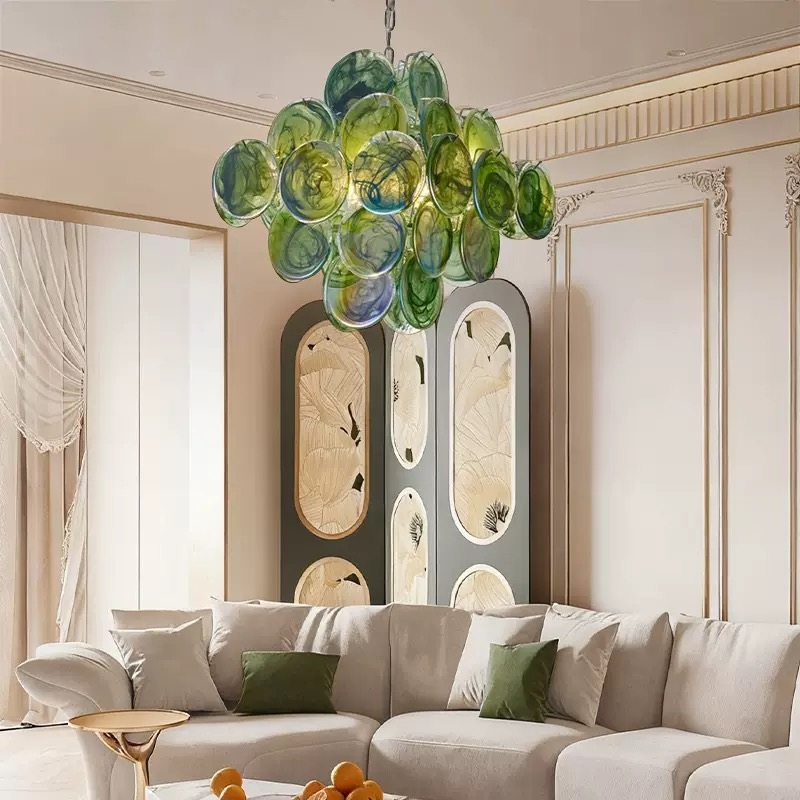 Француска винтажна муранска облак-стаклена полилеја за украс на хотели, ресторани и домашни простори