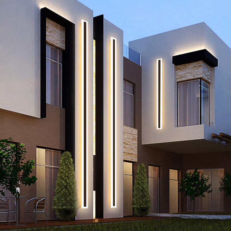 Modern IP65 Waterproof Courtyard Outdoor Exterior LED Linear Strip Wall Mounted Light