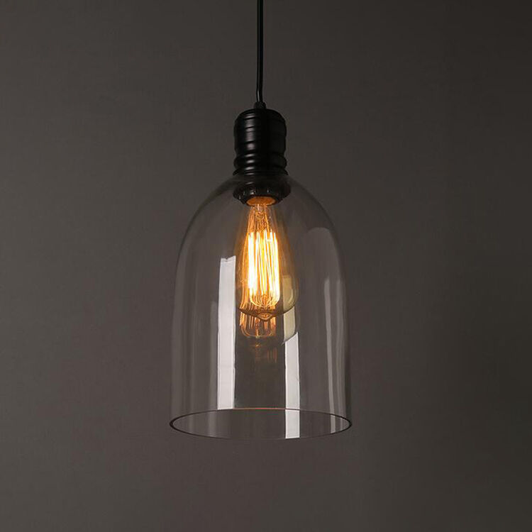 Fashion Industrial Glass Bell Shade Pendant Light for Hotel Restaurant Kitchen