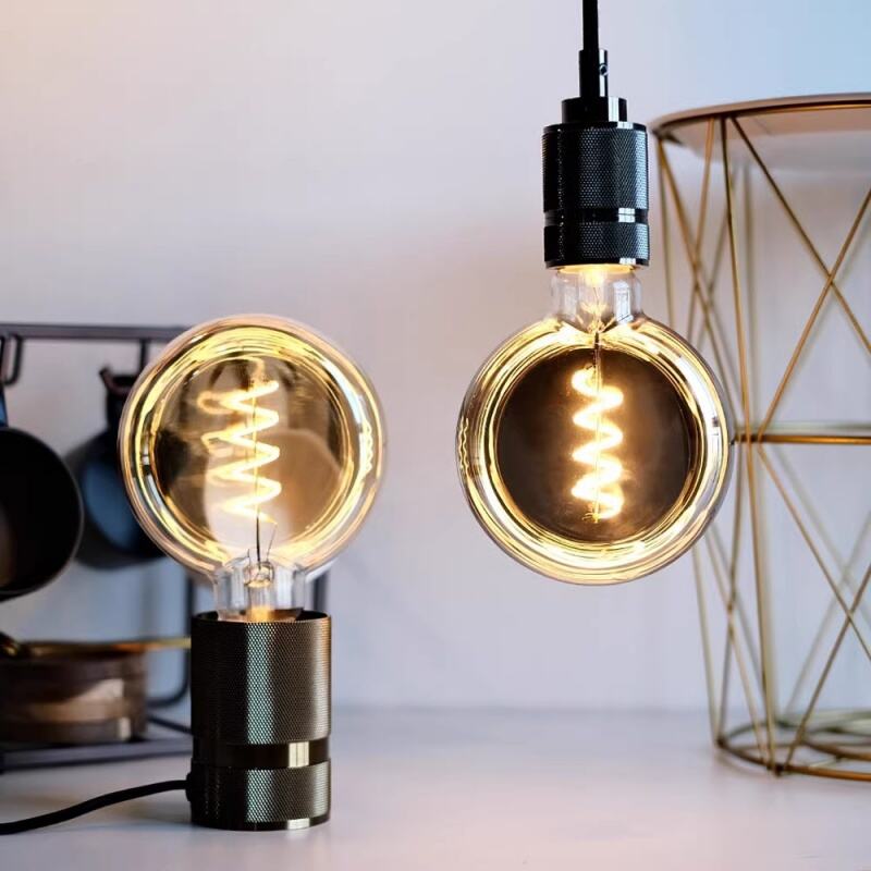 Retro Flat LED Single-helix Bulb Dimmable Warm Light for Indoor Decor Lighting