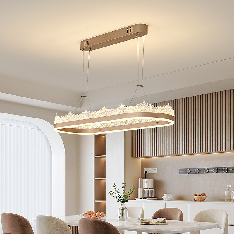 Modern Minimalist Crown Crystal Oval Dining Pendant Light for Home